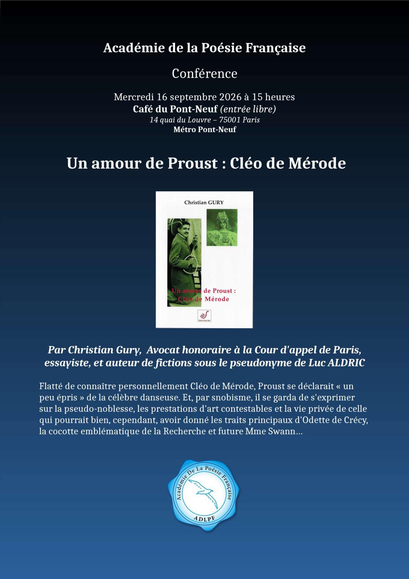 2026 09 16 cleo de merode chrisitan gury affiche 1