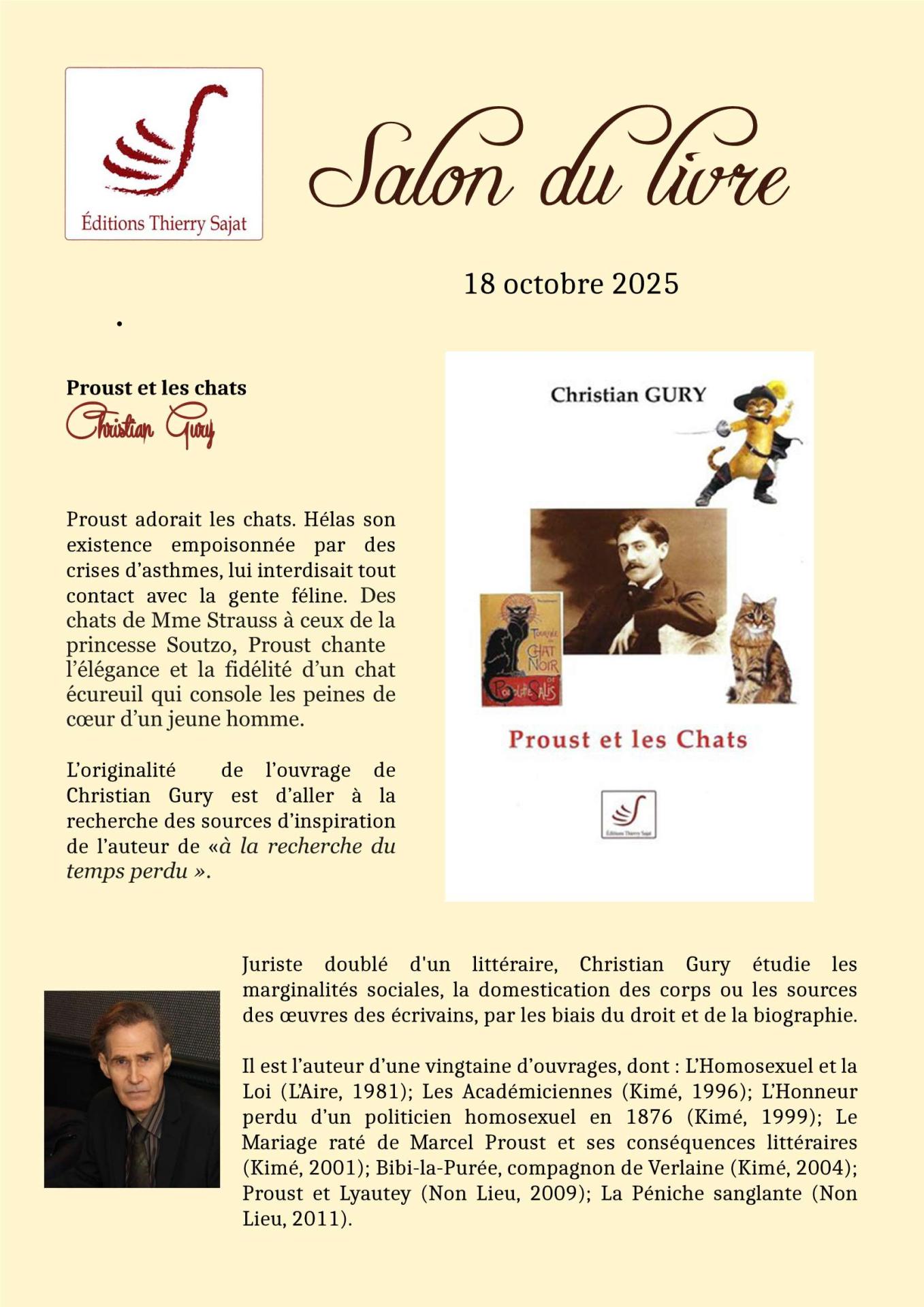 Sal livre gury christian proust et les chats